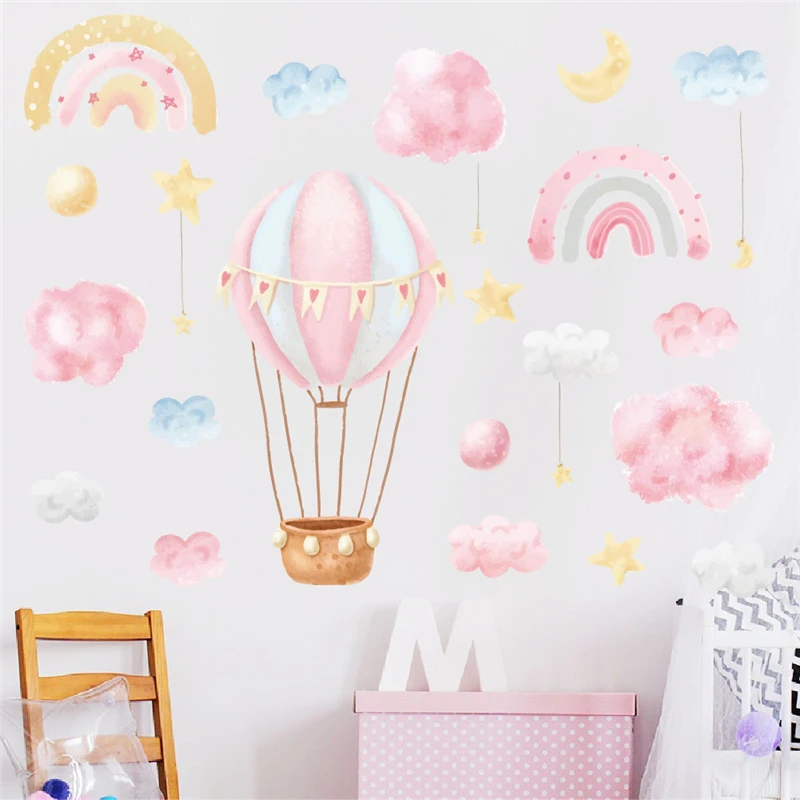 Fantastic Balloon Star Cloud Rainbow Pattern Wall Sticker For Home Decoration Girls Bedroom Mural Art Diy Kids Decals Pvc Poster