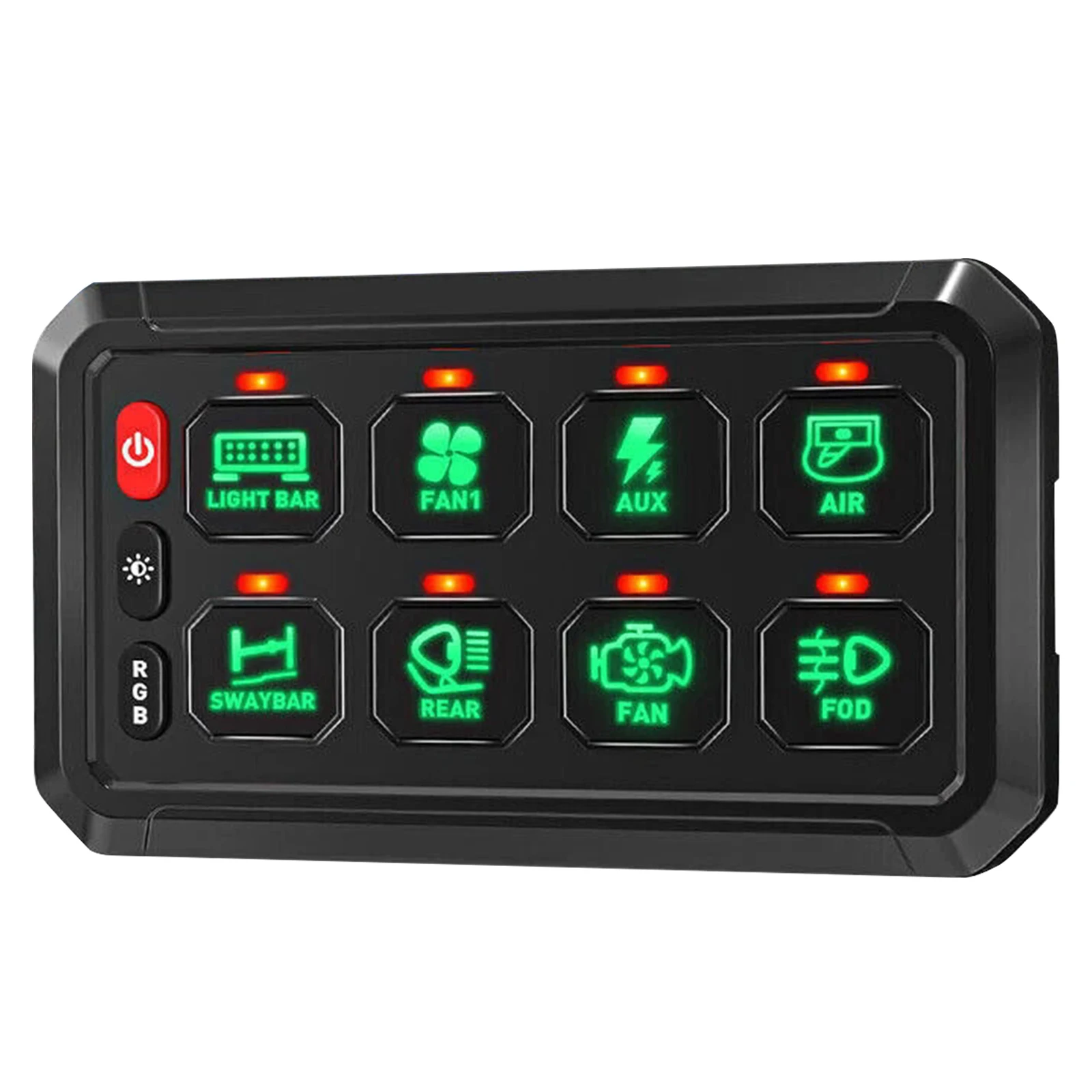 

8-канальная панель управления с RGB-подсветкой и диммированием, управляемая через приложение, система релейного управления цепями для автомобилей, квадроциклов, внедорожников, UTV, грузовиков, морского транспорта