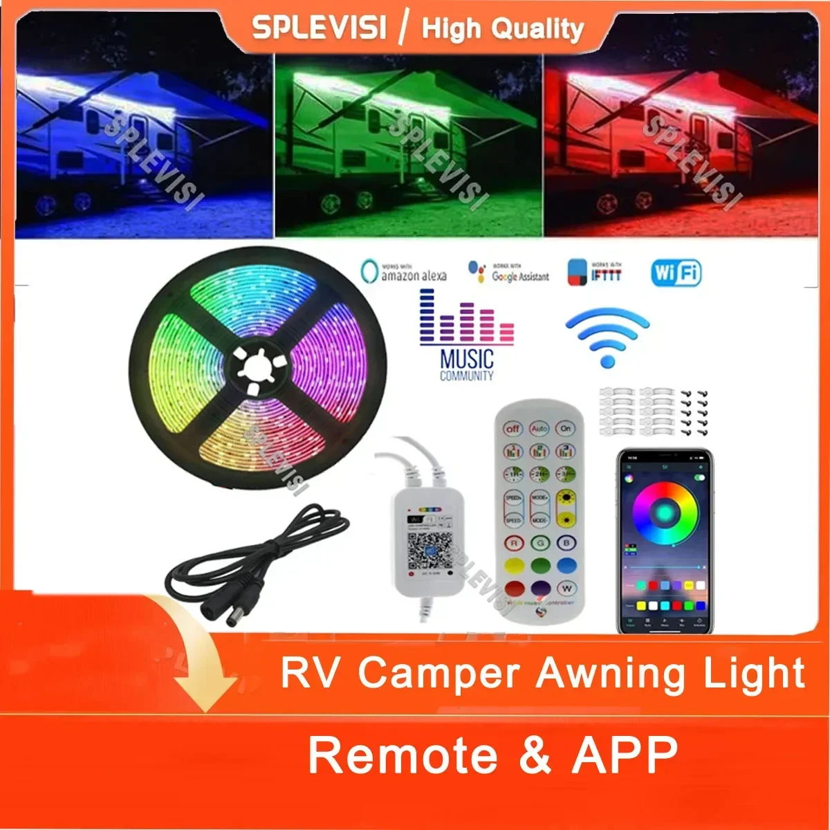 

RV Underglow Underbody Led Kit, 12V RV Awning LED Light Strip for Camper Motorhome Travel Trailer Concession Stands Food Trucks