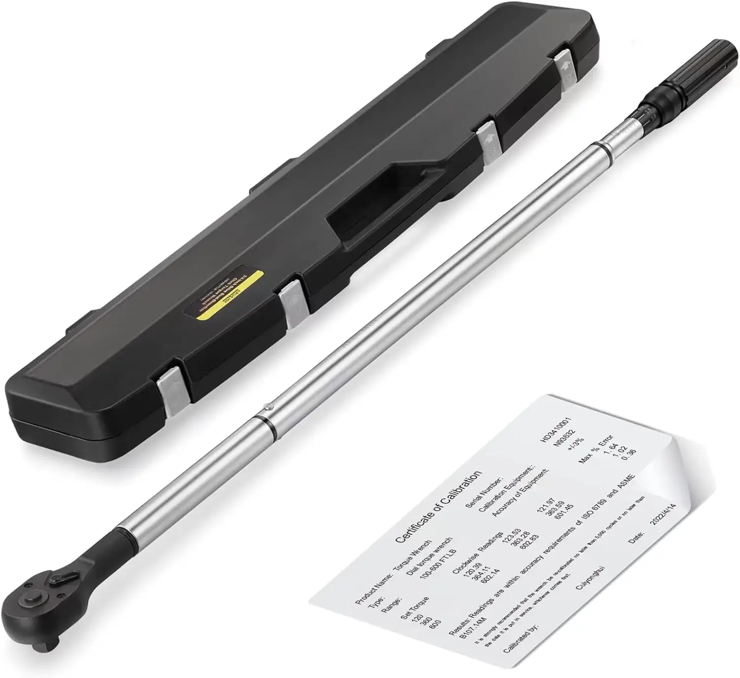 

3/4-Inch Drive Click Torque Wrench, Dual-Scale Adjustable Torque Wrench Set with a Hex Key 100-600ft.lb / 135-815Nm