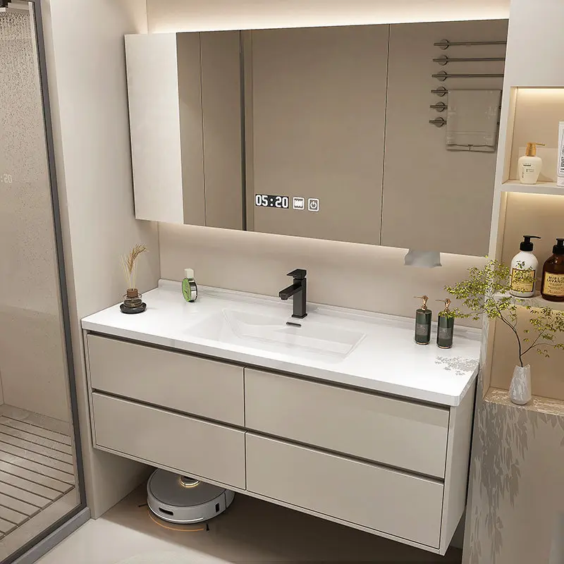 

Modern simple bathroom cabinet combination ceramic integrated basin bathroom cabinet wash basin cabinet