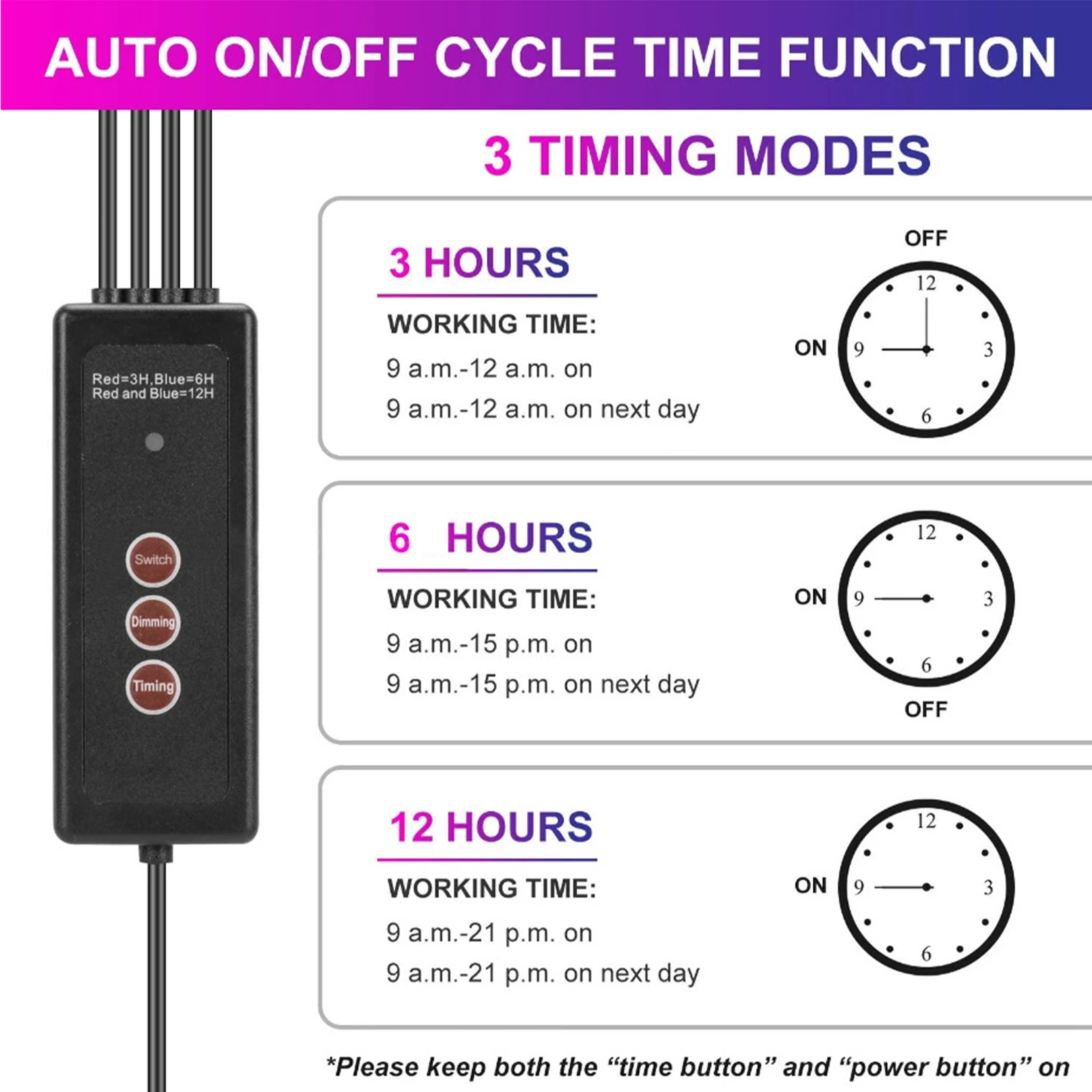 Retractable Rod New Butterfly LED Plant Grow Light Cycle Timing Single Head Plant Lamp Full Spectrum Fleshy Fill Lights 350lm
