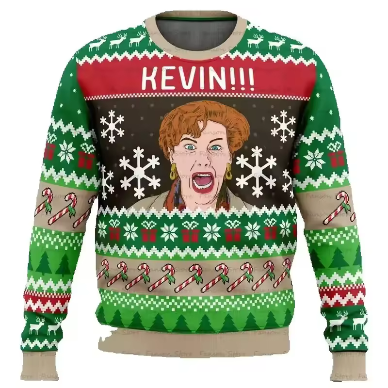 Merry Christmas alone at home Ugly Christmas sweater cartoon animation Men's pullover 2026 fashionable couple shirts Sweatshirt - Image 20