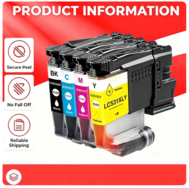 high capacity LC531XL LC531 Ink Cartridge Compatible For Brother DCP‑J1260W DCP-J1310DW DCP-J1360DW Printer