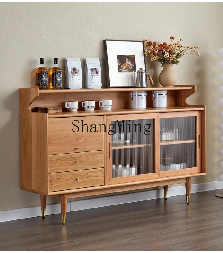 SM black walnut side cabinet storage wine cabinet kitchen storage tea cherry wood cupboard