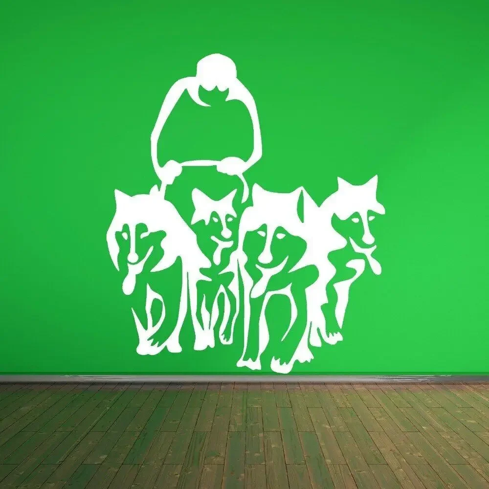 A Group of Husky Art Wall Decals Sled Sledge Vinyl Wall Sticker for Kids Room Pets Dog Stickers Muraux Living Room Bedroom H174