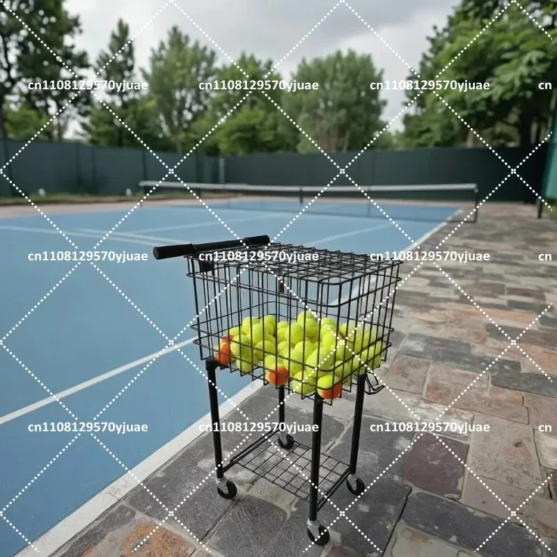 Portable Steel Ball Trolley Foldable Tennis Pickleball Training Cart Easy Load for Court Use