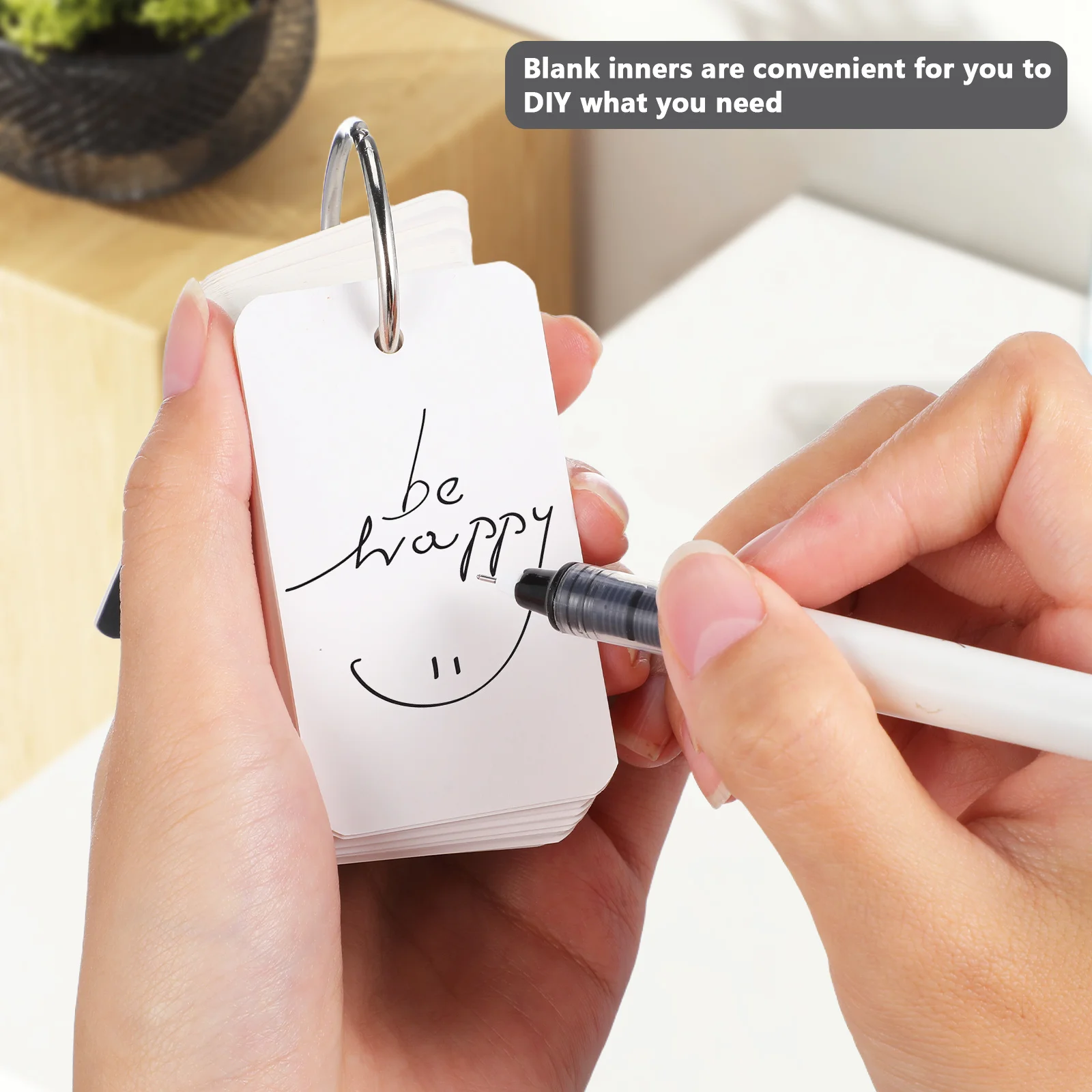 100 pçs cartões de palavra do alfabeto em branco portátil recarregável blocos de notas fichário anel diy estudo papelaria para escritório escolar