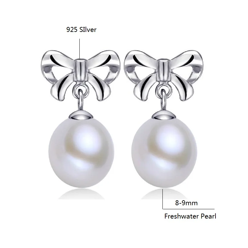 Natural Freshwater Pearl Drop Earrings 925 Sterling Silver Earrings For Women Fashion Jewelry Gift