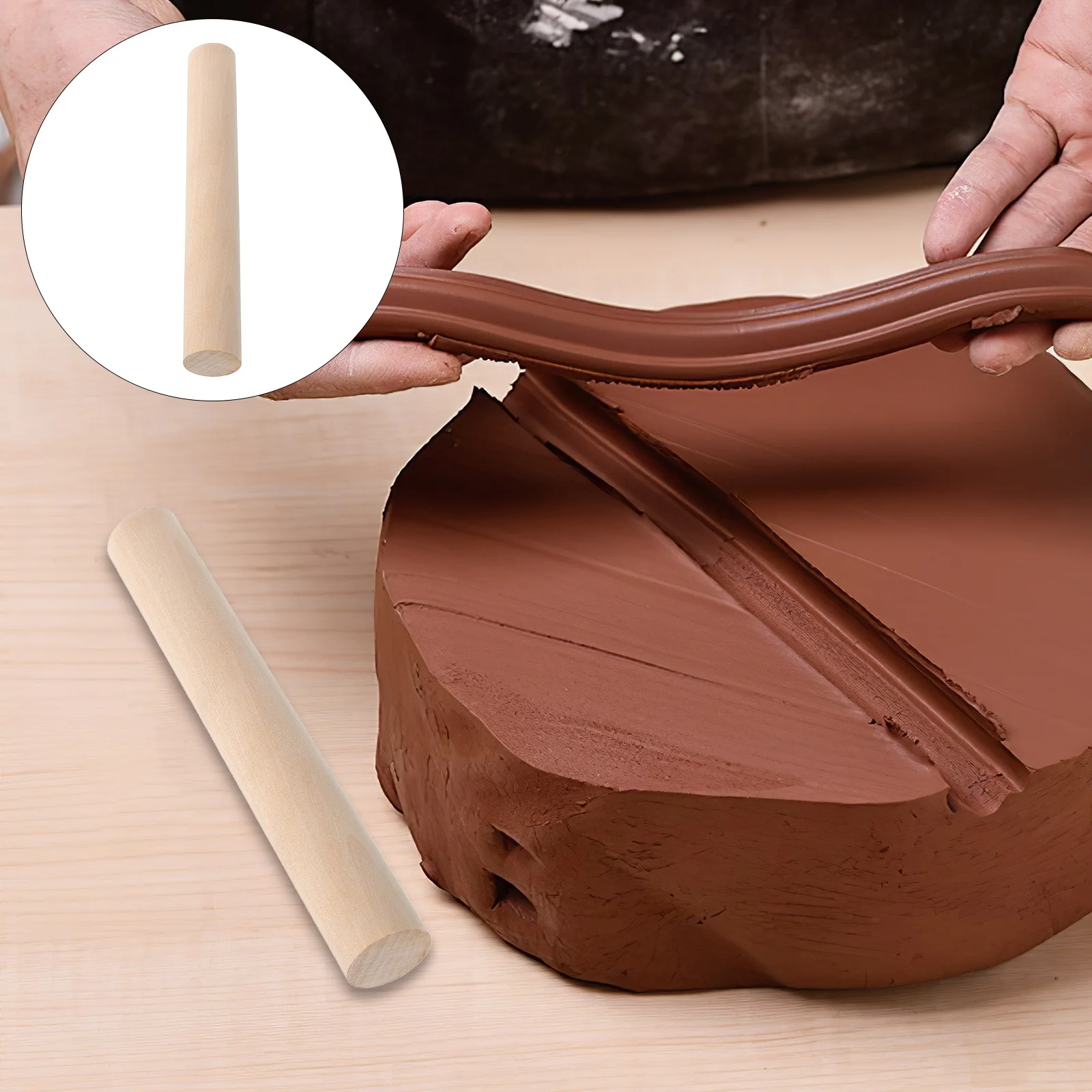 

Wooden Rolling Pin for Baking Clay Fondant Pottery DIY Projects Smooth Surface Ergonomic Design Multipurpose Tool Crafting