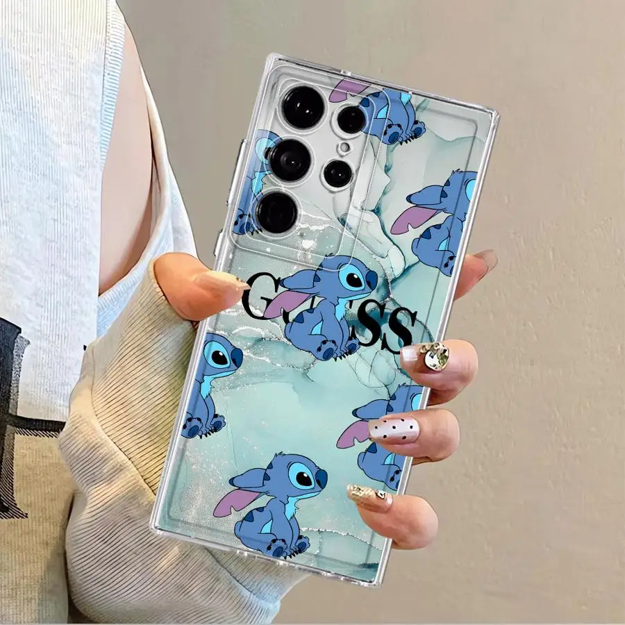 Funda de teléfono transparente de Stitch Angel de Disney para Samsung Galaxy S23 Ultra S21 Note 20 Ultra 10 S24 S22 FE S20 Plus S25 Edge