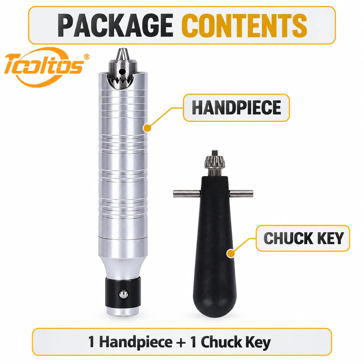 TOOLTOS Jewelry Flex Shaft Grinder Handpiece 0-5mm Chuck with Key for Engraving Polishing Drilling Rotary Motor Accessories