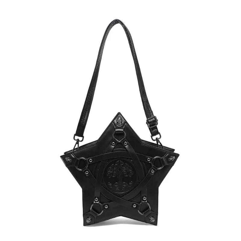 

Women Punk Shoulder Bag Gothic Embossed Skull Crossbody Bag PU Leather Backpacks 066F