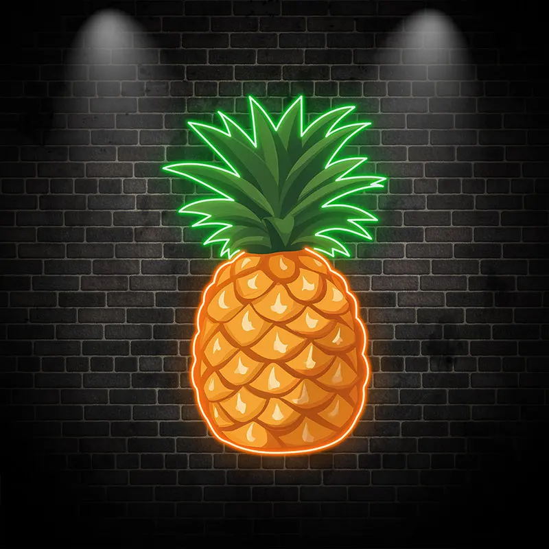 Pineapple Fruit Neon Light, Custom LED Neon Sign, Creative Wall Decoration for Tropical Vibes in Home, Bar & Café, Unique Gift