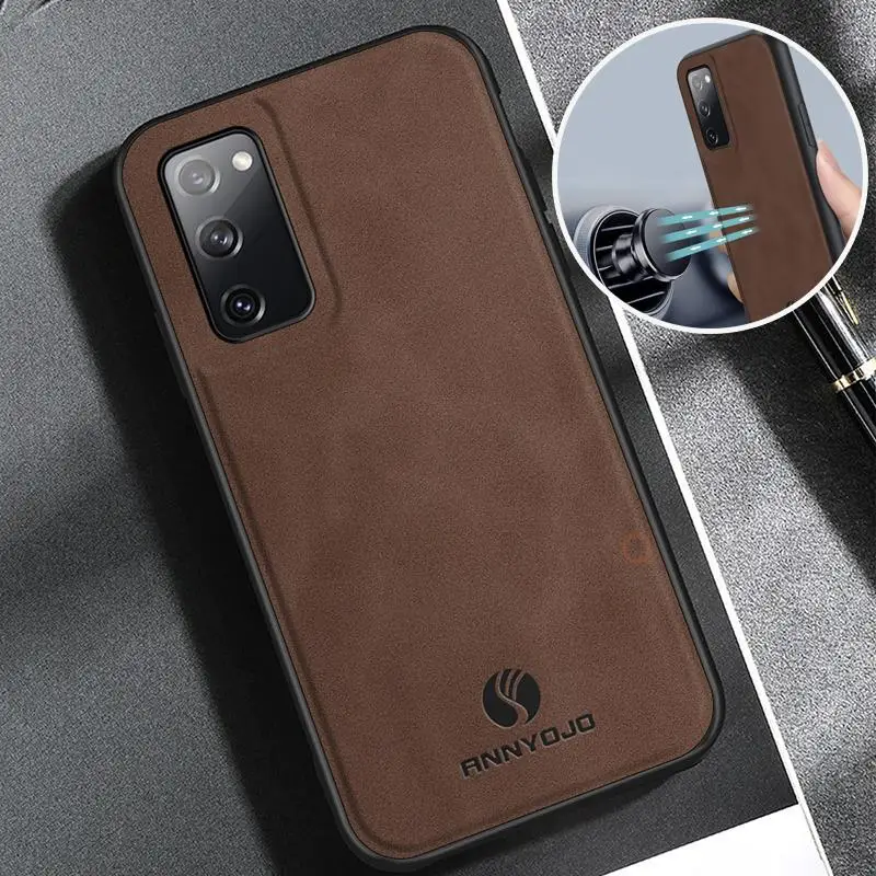 S20fe S21fe Retro Magnetic Sheepskin Leather Case For Samsung Galaxy S21 S20 Fe Plus Ultra 5g Luxury Men Business Cover S 20 21