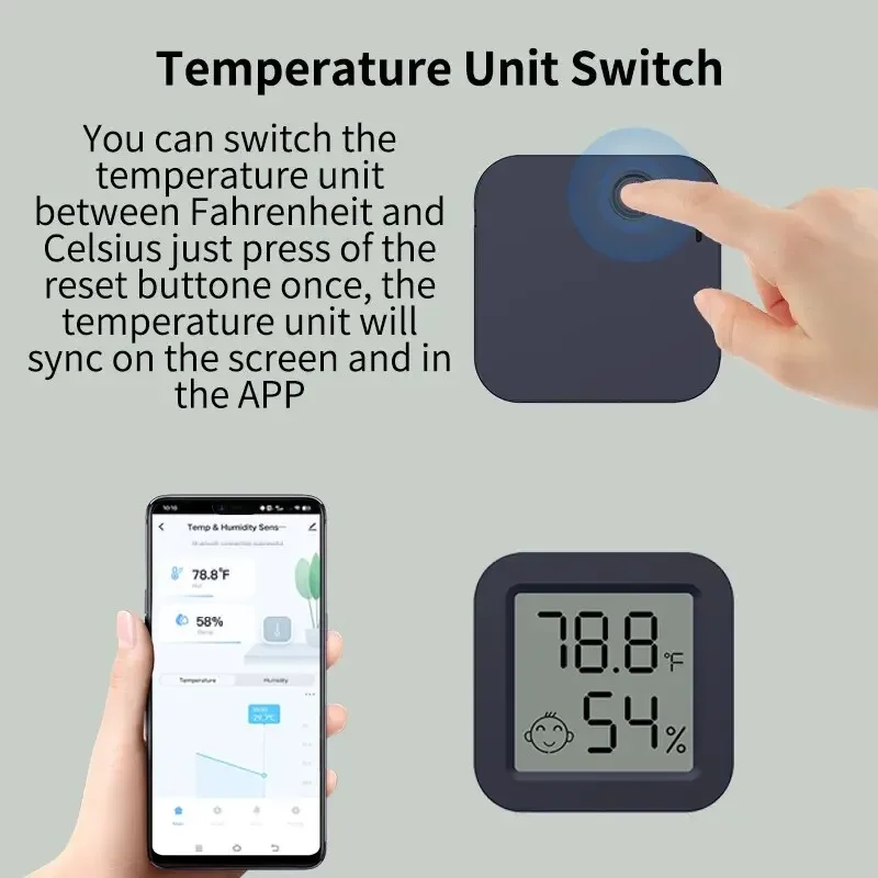 Tuya Mini Bluetooth Temperature Humidity Sensor Mini LCD Screen Smart APP Remote Voice Control Google Thermometer Hygrometer