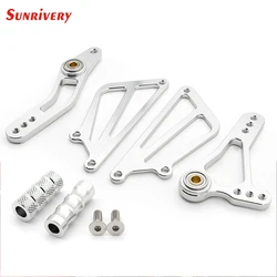 CNC Aluminum Motorcycle Rearset Footpeg Pedal Brake Gear Shift Lever + Wing For Triumph Speed Triple T595 T509 955i 1050