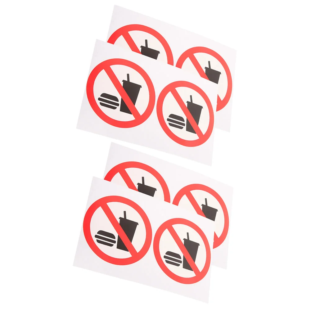 

4 Pcs No Eating or Drinking Stickers Funny Sign Business Etiquette Warning Labels Take Away Eye-catching Prohibition