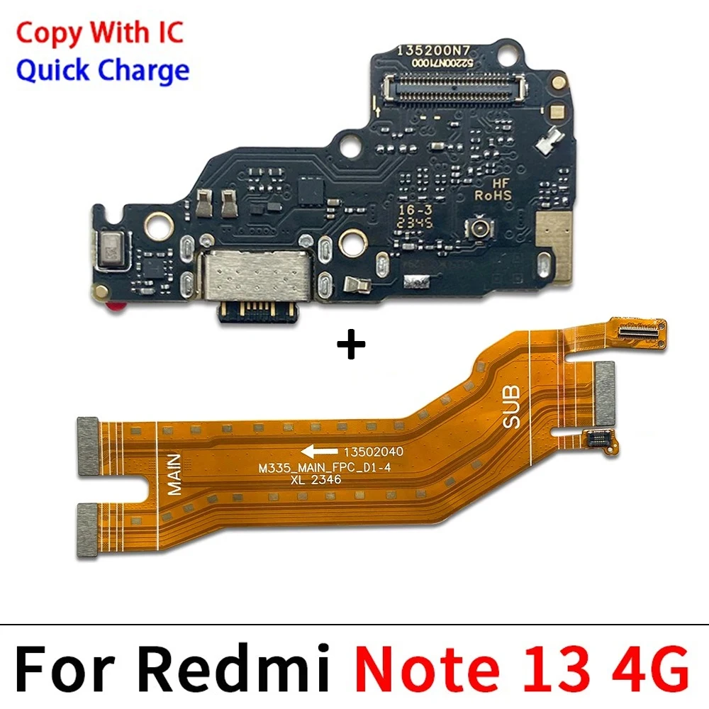 New USB Charger Charging Board Dock Port Connector Main Flex Cable For Xiaomi Redmi Note 10 10s 11 11s 12 12s 13 Pro Plus 4G 5G