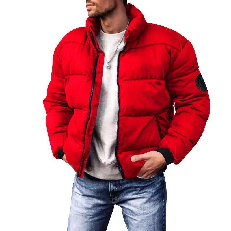 Men's Warm Parka Jacket Winter New Cotton Padded Coat Windproof Casual Stand Collar Coats Streetwear Sports Jacket Men Outwear