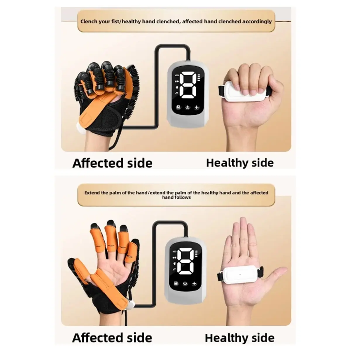 828A67I Hand Training Robot Gloves - USB Plastic Finger Function Training Equipment for Hand Exercises Gloves Workout Size XL