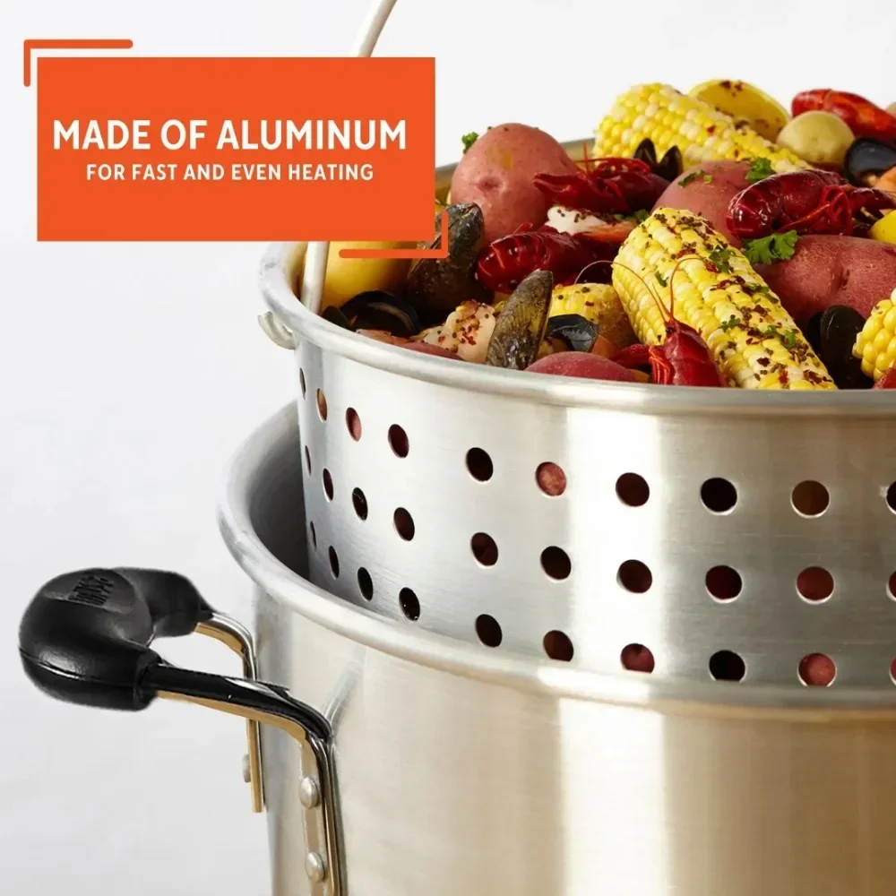 وعاء باخرة عالي الأداء ومريح من الألومنيوم بسعة 32 لترًا مع سلة 21 لترًا بغطاء زجاجي للمطبخ #3