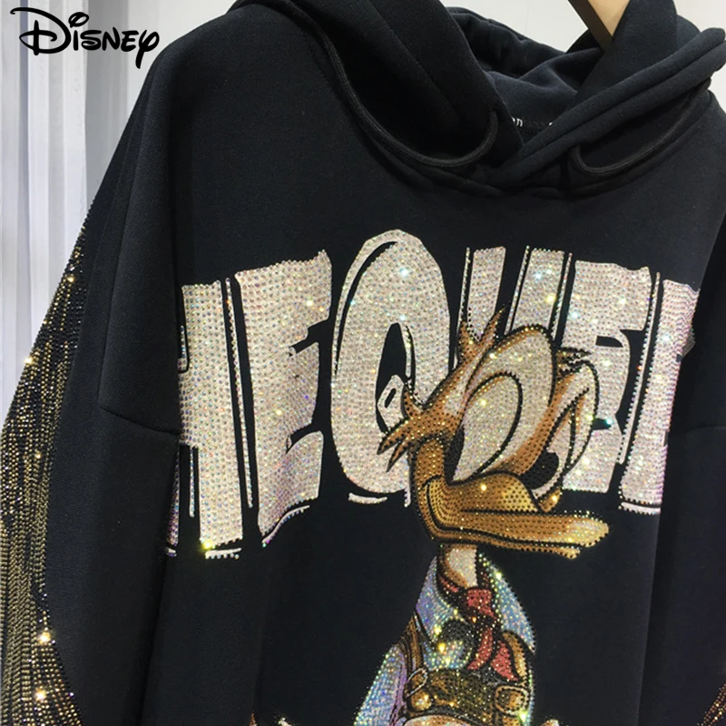 Disney New Arrival Autumn Cotton Loose Ins Casual Donald Duck Pullover Winter Heavy Industry Design Sense Nail Bead Hoodies