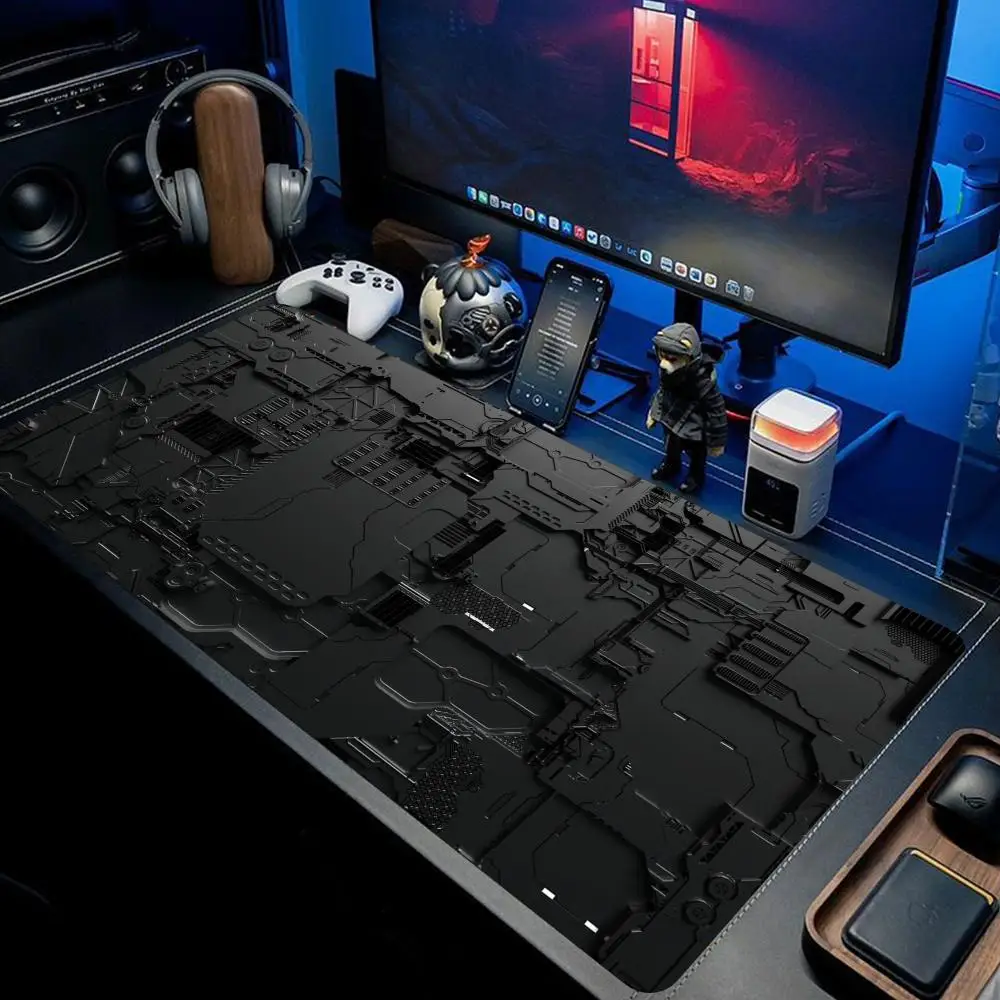 

XAXC Black Circuit Board Pattern Mouse Pad Large Computer Office Table Mats Rubber Anti-slip Gaming Keyboard Mousepads Long Desk