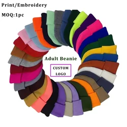 Berretto invernale fai da te cappello uomo donna LOGO personalizzato autunno inverno cappello lavorato a maglia tinta unita berretti Skullies per cappello invernale da sci di squadra per adulti