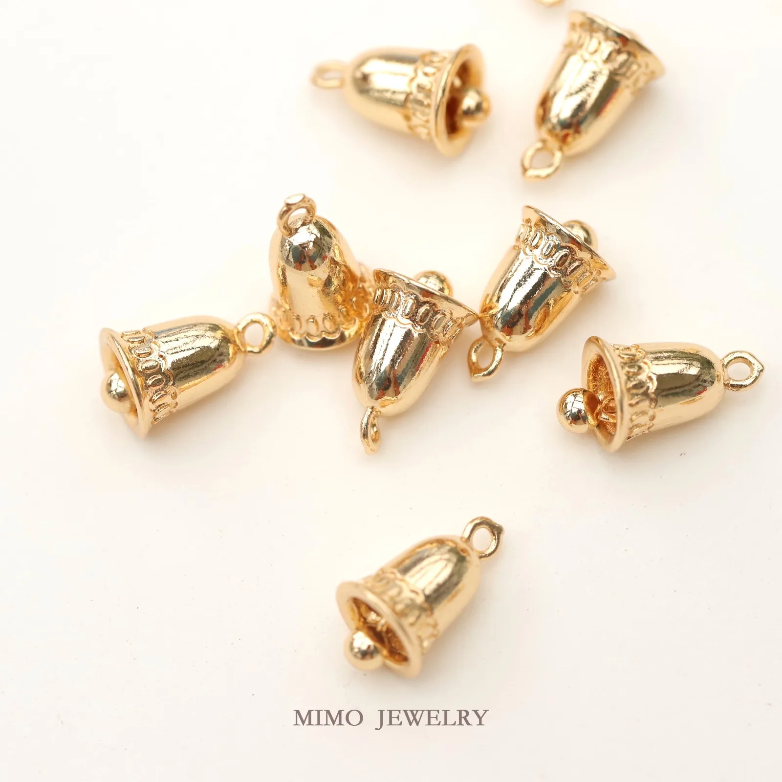 Smooth Patterned Bell with A Slight Ringing Sound Charms Pendant Supplies DIY Hand Brass Gold Plated Accessories 13x7.5mm