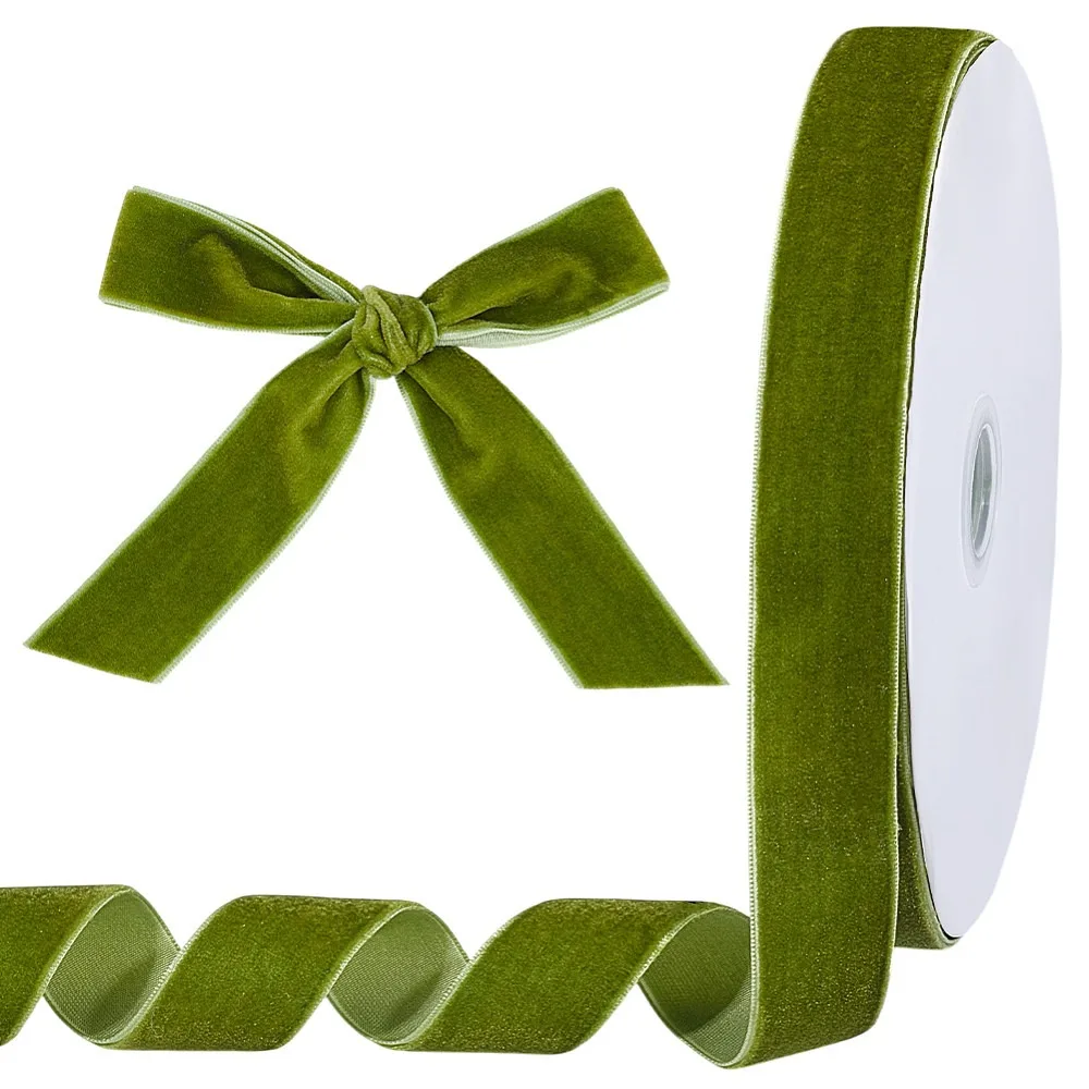 Samtband, Kleidungszubehör, dunkles Olivgrün, 1 Zoll (25 mm), 25 Yards/Rolle