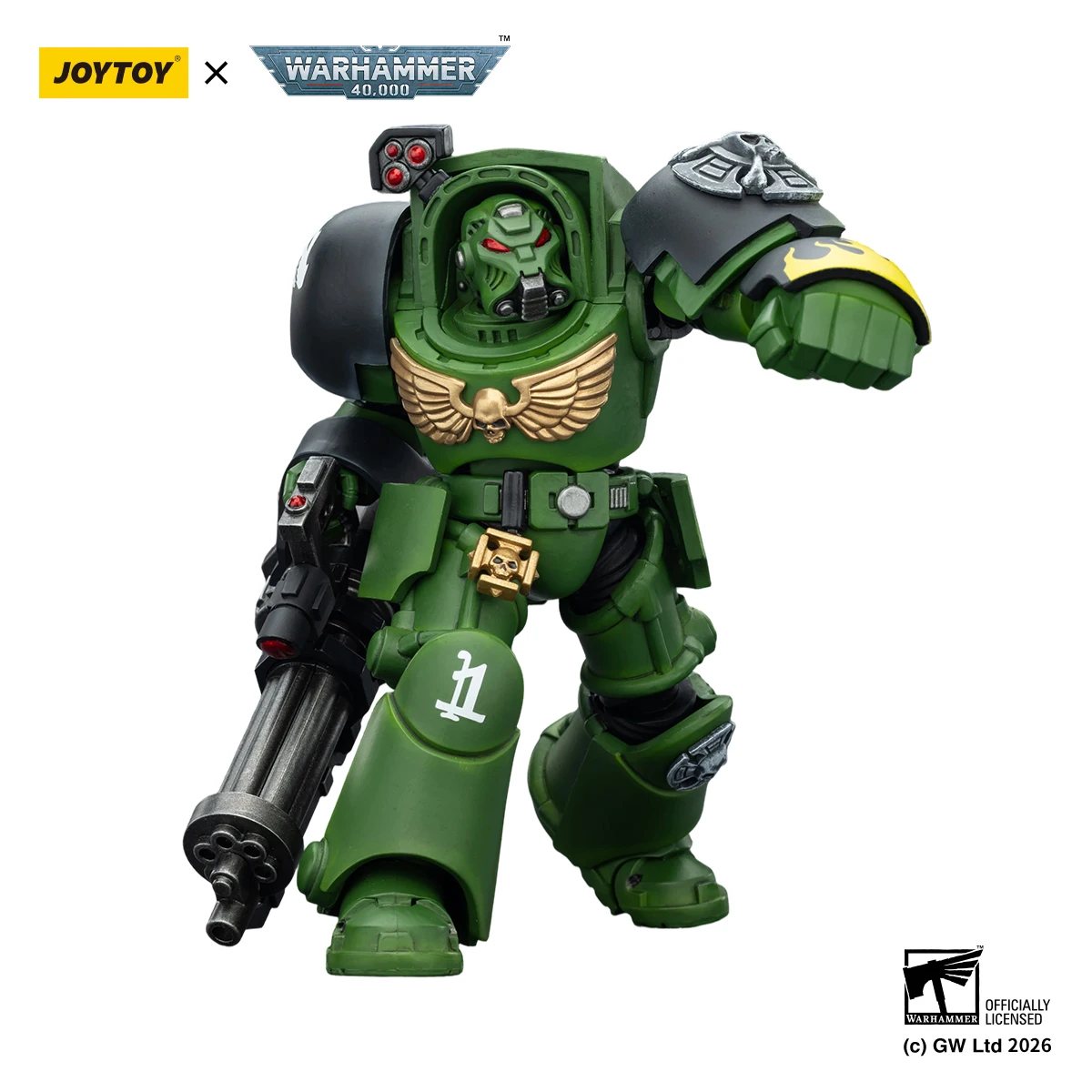 JOYTOY Warhammer 40K 1/18 Action Figure Salamanders Terminator 3 with Power Fist and Assault Cannon Model view 4