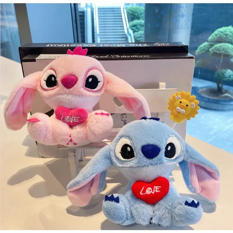 12cm Disney Stitch lalka brelok pluszowy plecak wisiorek Anime Lilo i Stitch zabawka dla dzieci miękki wygodny wypchany prezent urodzinowy