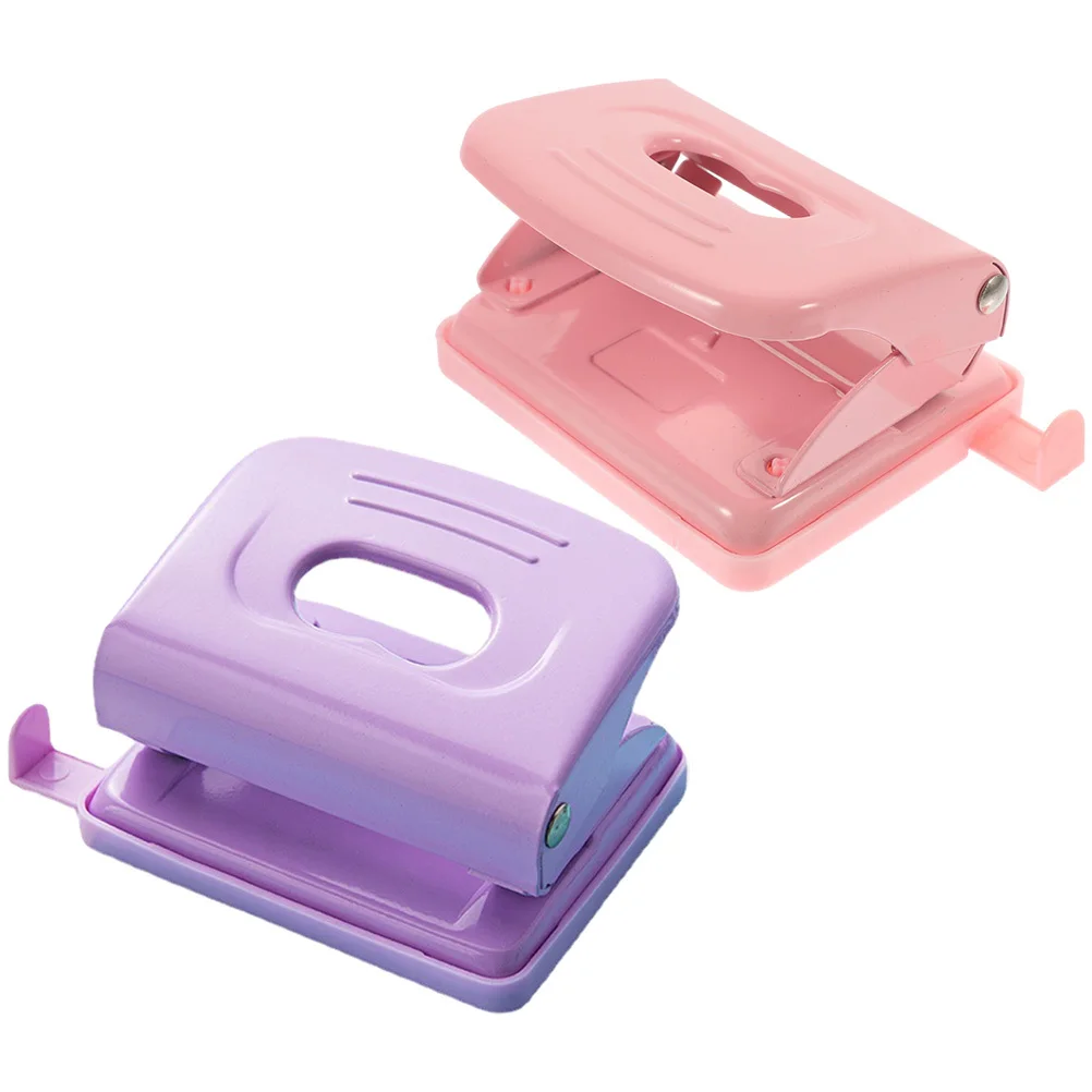 2Pcs Compact Hole Puncher for Paper Sheets Lightweight 2-Hole Punch Tool Ideal for School Office DIY Art Projects