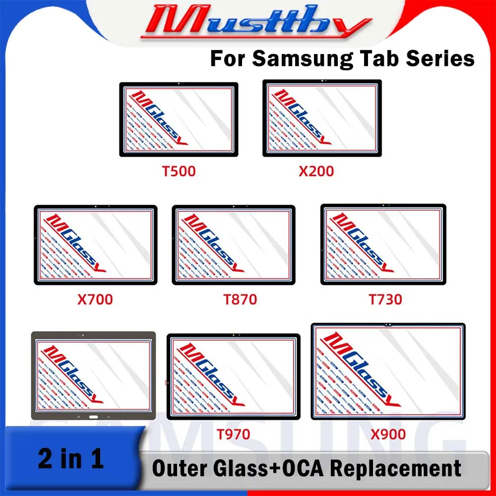 Musttby 5pc LCD Touch Screen Front Outer Glass+OCA For Samsung Galaxy Tab S8 S8+ S9 FE + plus X700 X706 X800 X806 Replacement