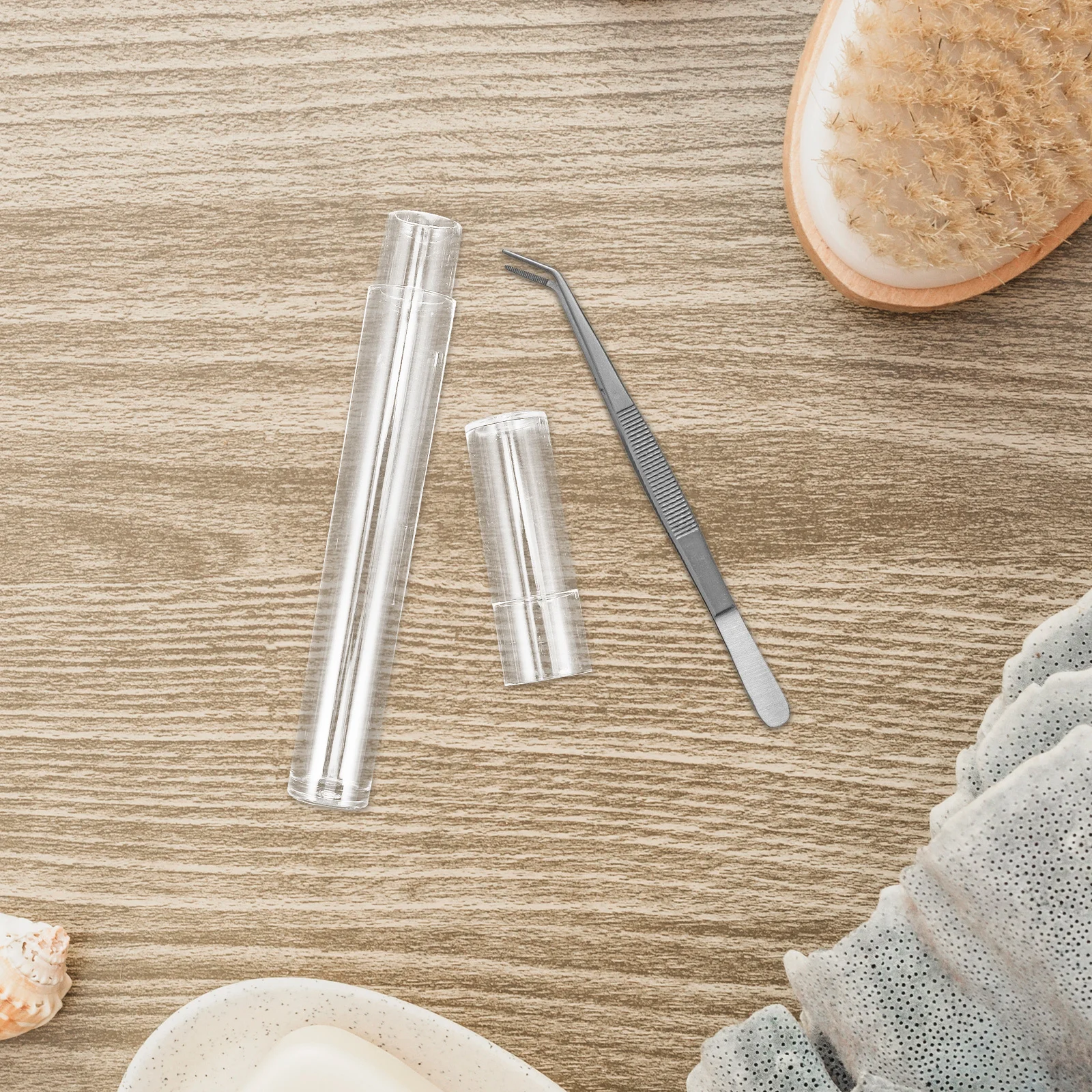 5 pezzi trasparente tubo di stoccaggio pinzette organizzatore impermeabile pinzette per ciglia custodia da viaggio contenitore per strumenti per manicure