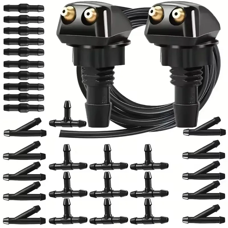 Universal Car Auto Windshield Washer Hose Wiper Blade Pipe Jet Spray Nozzle Water Fluid Tube Joiner Connector Replacement Kit