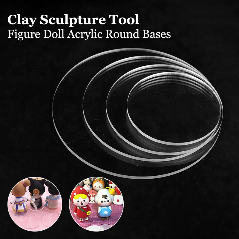 8-15CM Figure Doll Acrylic Transparent Round Bases Fluid Bear Molds Bases Clay Pottery Sculpture Tool