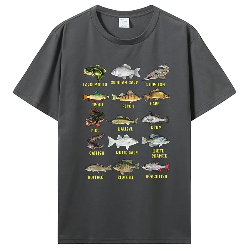 New Arrival fashion Types Of Freshwater Fish Species Fishing TShirt Fishermen T-Shirt Men Cotton Tees Tshirt Harajuku Streetwear