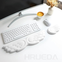 Keyboard Mouse Wrist Rest Angel Wing Memory Foam Mouse Pad Set Wrist Support Ergonomic Non-Slip for Computer Laptop Easy Typing