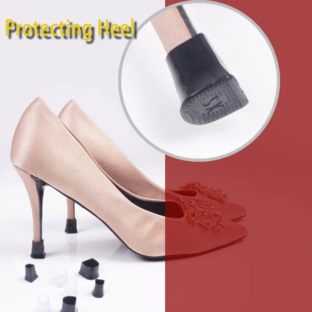 2pcs Black Silicone Heel Protector Stoppers Antislip High Heeler Bridal Latin Dancing Covers Wedding High Heel Shoes Accessories