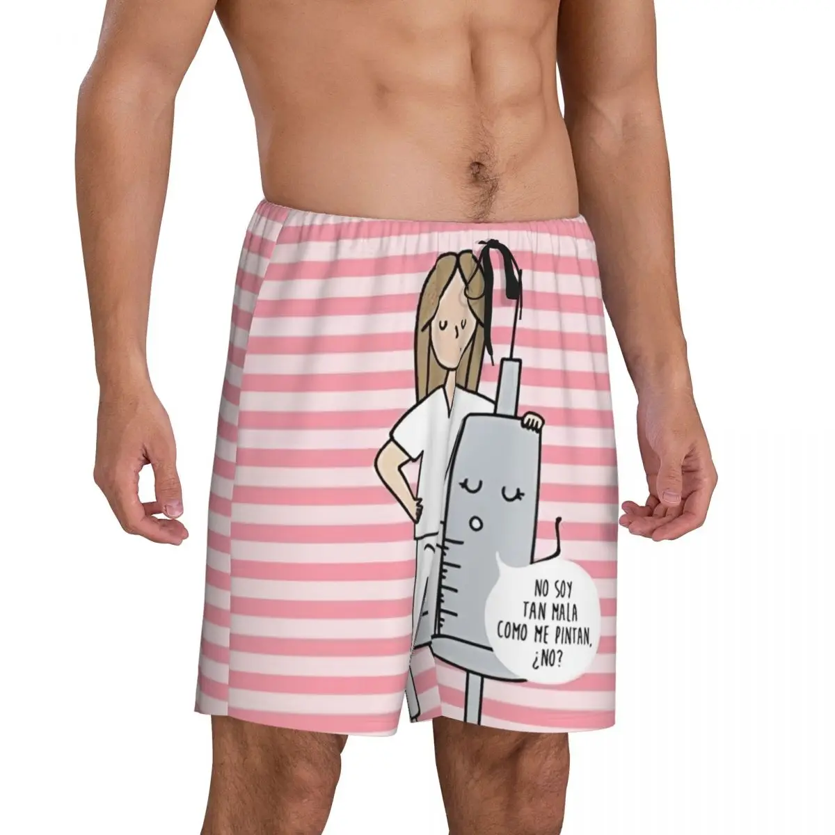 Custom Print Enfermera En Apuros Doctor Nurse Medicine Pajama Shorts Men Sleepwear Bottoms Sleep Short Pjs with Pockets