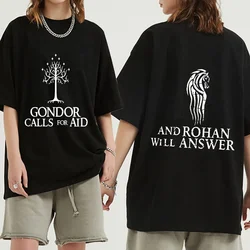 Gondor pede ajuda e Rohan responderá impressão gráfica T-shirts Homens Mulheres T-shirt Vintage Oversized Streetwear T-shirt