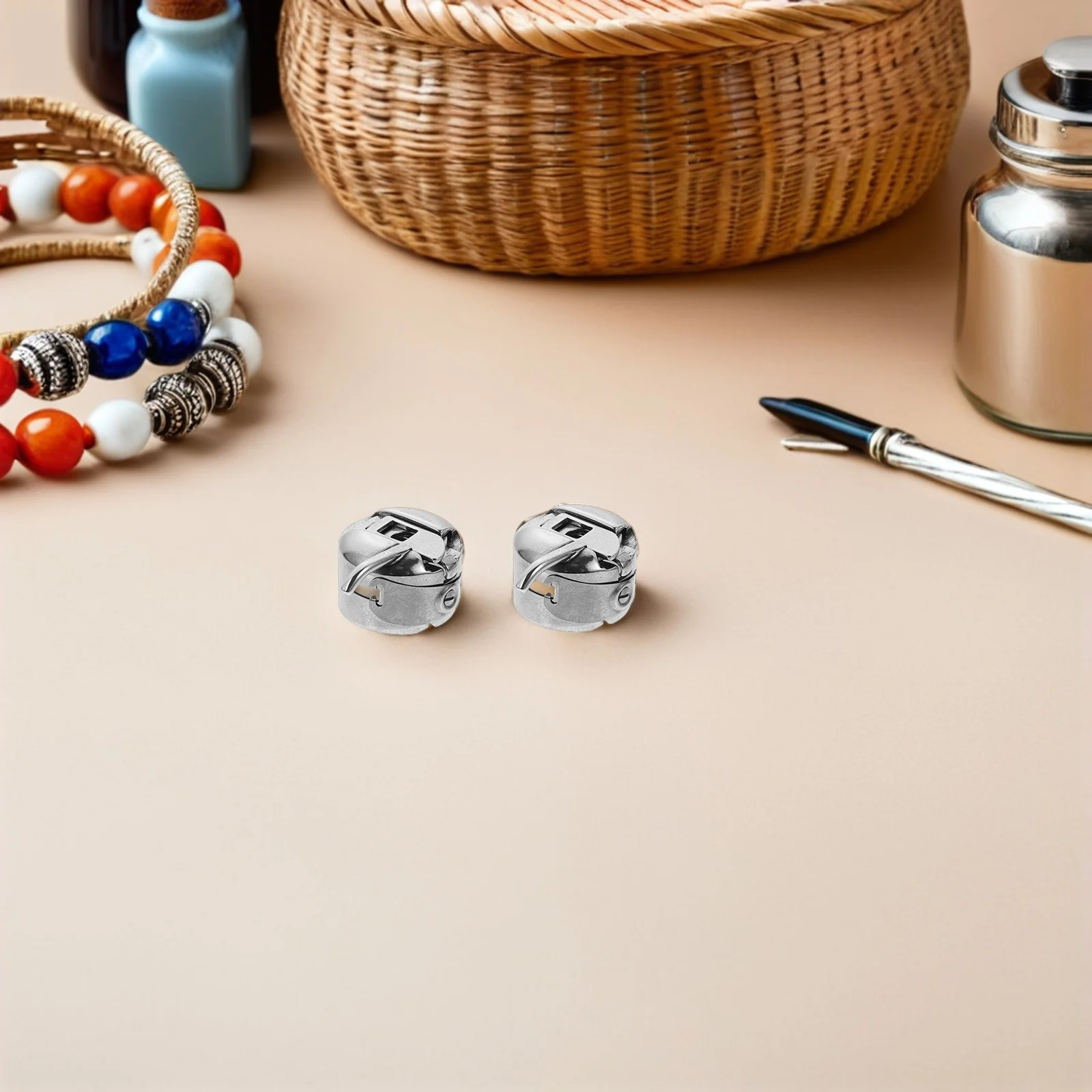 

2Pcs Universal Sewing Bobbin Case Stainless Steel Front Loading High Performance Wear Resistant for Home Studio Use