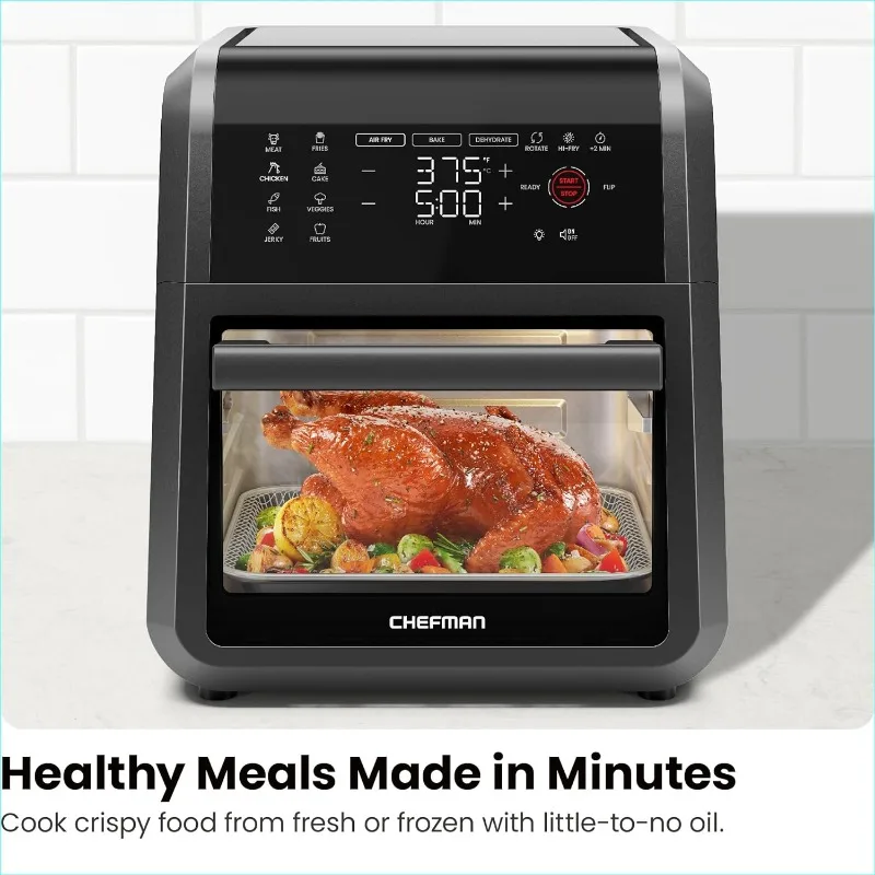 Chefman Air Fritadeira Forno com Temporizador Digital, Touchscreen, 12 Presets, tamanho familiar, bancada de convecção, 6 em 1, 12 Quart