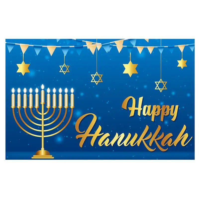 Happy Hanukkah Photography Backdrop Holiday Party Decoration Festival Home Decoration for Hanukkah Festive Day Indoor Outdoor