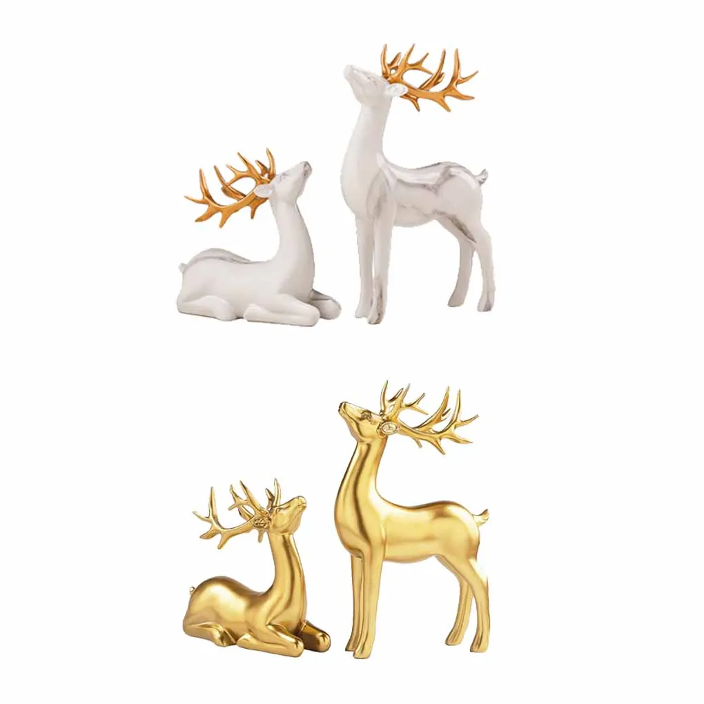 2 Pieces Deer Ornaments Interesting Resin Decors Tabletop Elk Decor