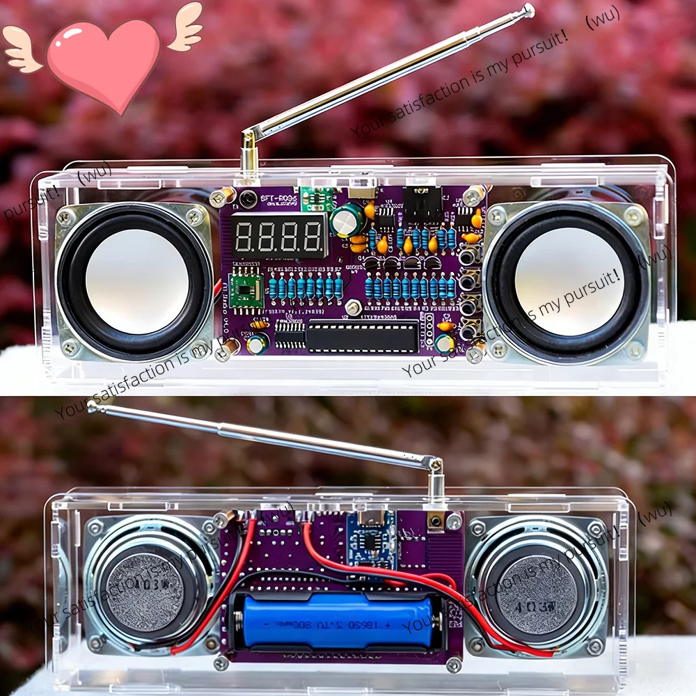87.5MHz–108MHz Dual-Channel FM Radio with Digital Display – DIY Electronics Kit with Type-C Port Suitable for audio learning etc