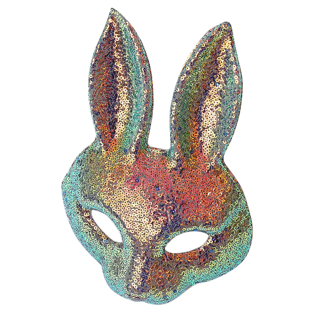 

Bunny Mask Rabbit Animal Cartoon Half Face Party Masks Halloween Decorative Sequins Reusable Safe Comfortable Cosplay