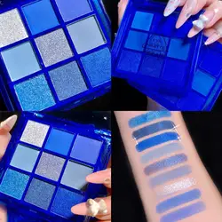 Acrylic Transparent Blue Eyeshadow Palette Matte Pearlescent Party Charming Eye Shadow Palette Women Makeup Cosmetic Wholesale